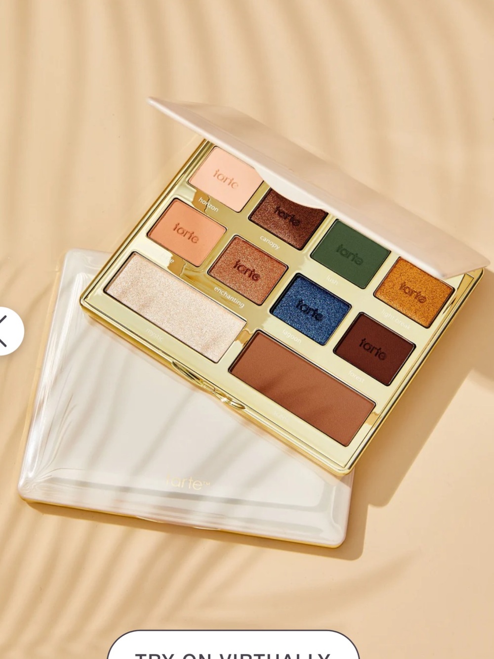 tarte Warm Jewel & Neutral Eyeshadow Palette — Gold, Green, Blue, Brown, Peach